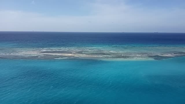 View of the Caribbean Sea from the 15th deck of the cruise ship.