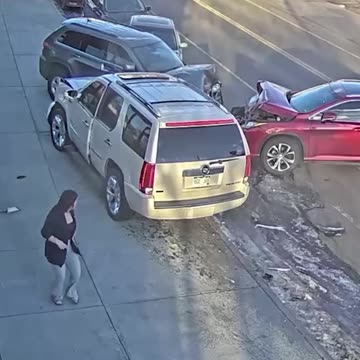 BAD DRIVER CRASHES 5 CARS