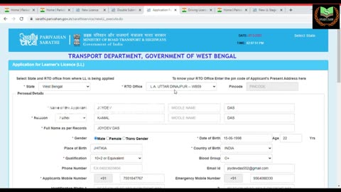 Driving Licence Apply Process for West Bengal, India