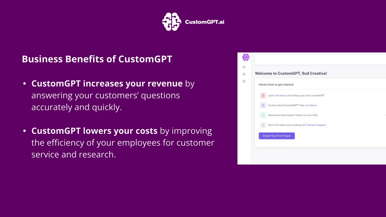 ChatGPT No-Code / Low-Code AI Solution With Your Business Content - CustomGPT