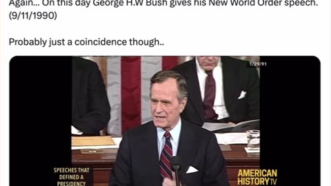 On this day George H.W Bush gives his New World Order speech.