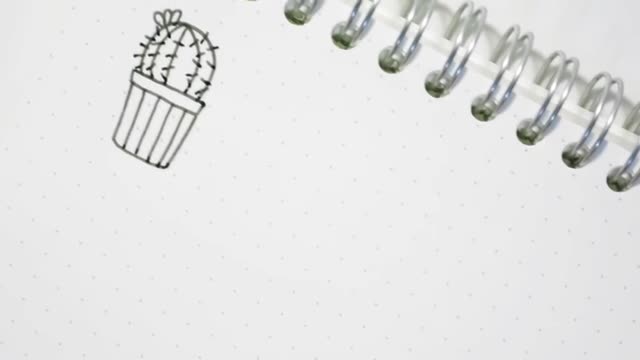 Draw A Potted Cactus With Long Thorns