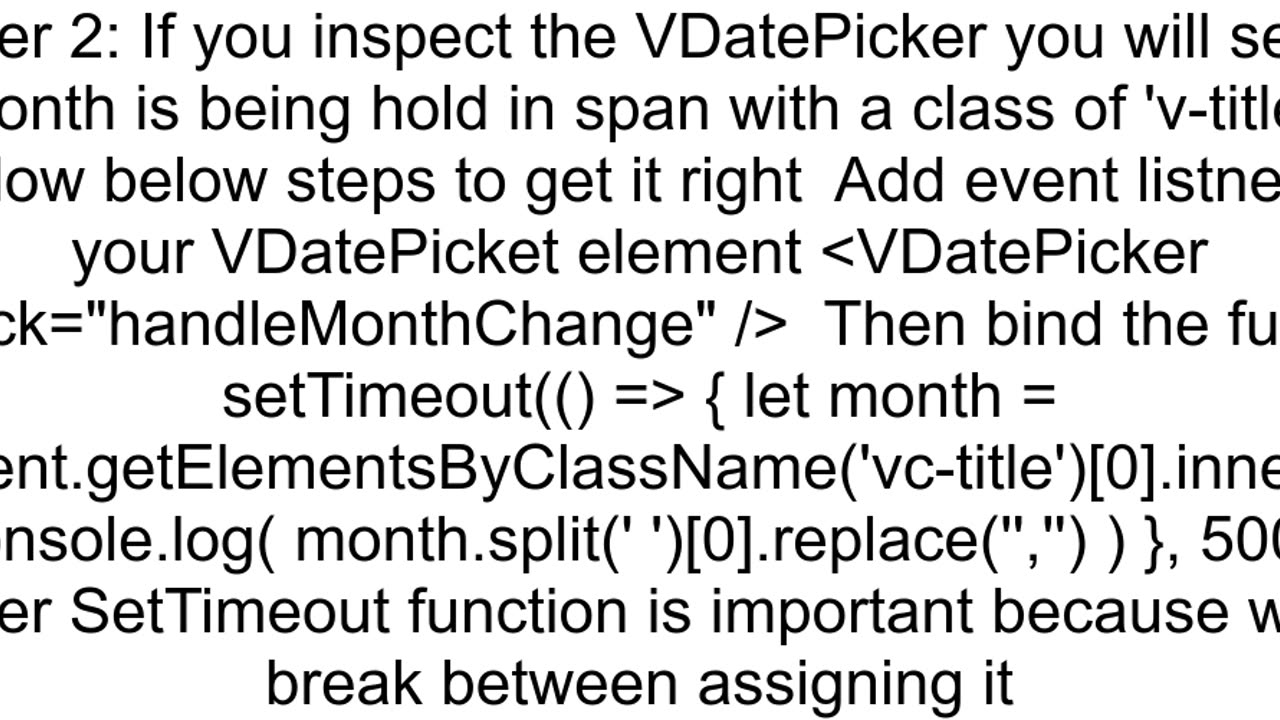 Figuring out which month the user is in while using vcalender