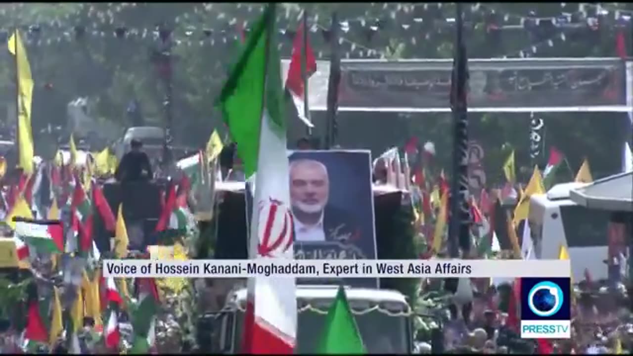 Iranians at the funeral of martyr Ismail Haniyeh.