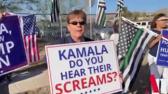 Kamala Harris is greeted at the Border with welcome posters