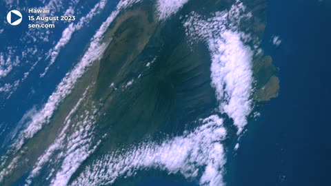 Hawaii surrounded by heart-shaped cloud filmed from space in 4K