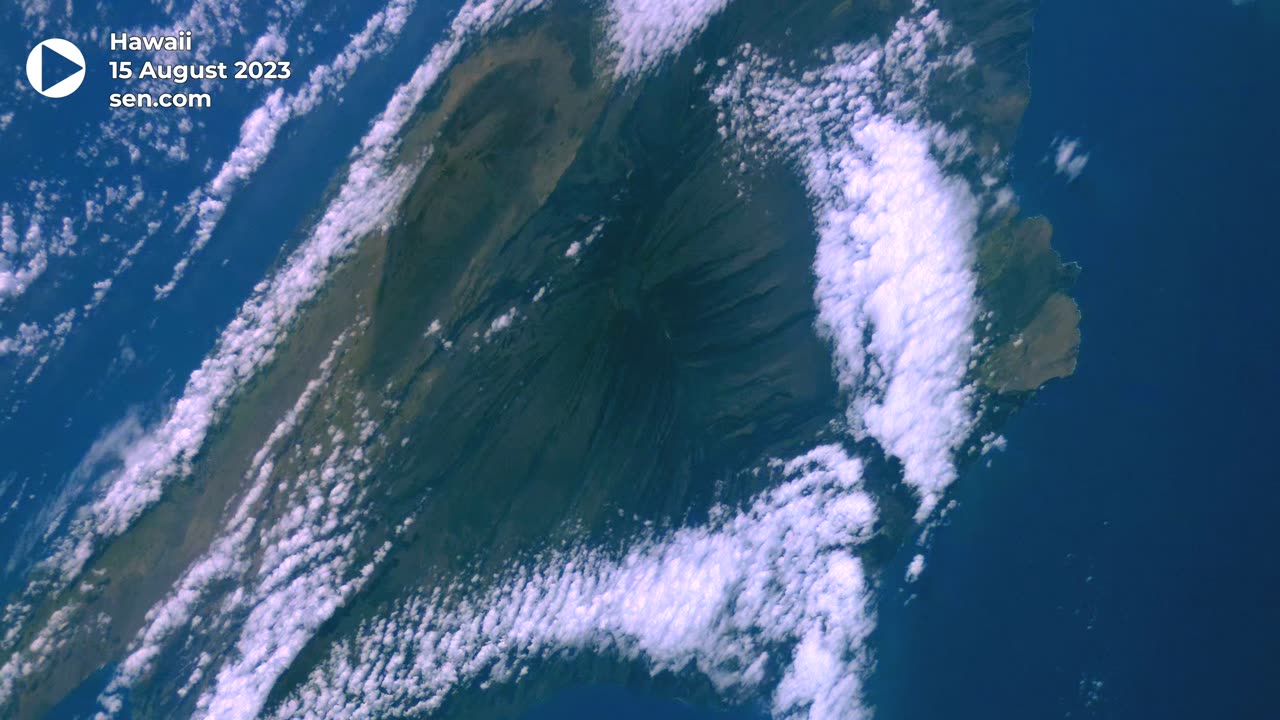 Hawaii surrounded by heart-shaped cloud filmed from space in 4K