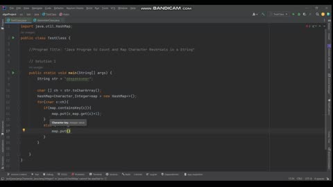 Solution 2- Java Program to Count and Map Character Reversals in a String