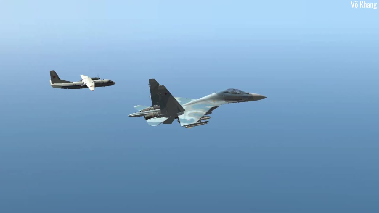 Su-30 fighter escorts An-26B transport aircraft | Lockon- Flaming Cliffs 2