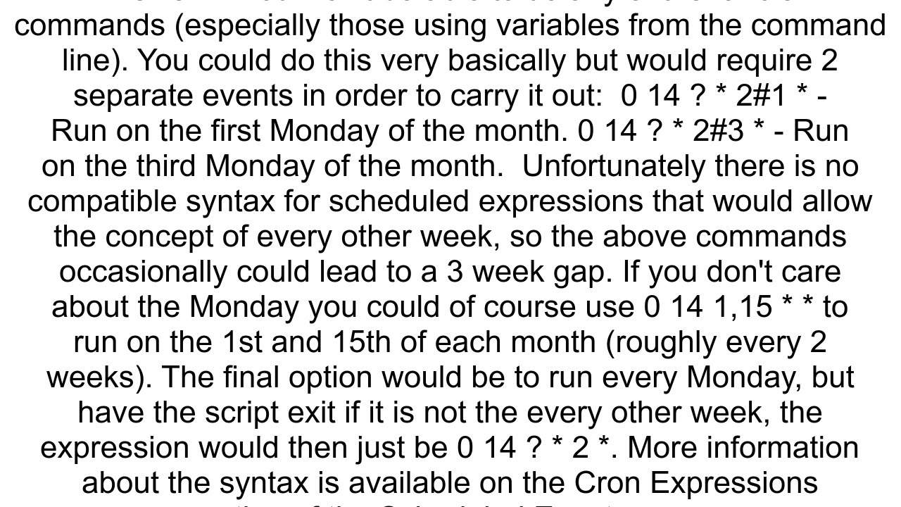 AWS cron expression to run every other Monday