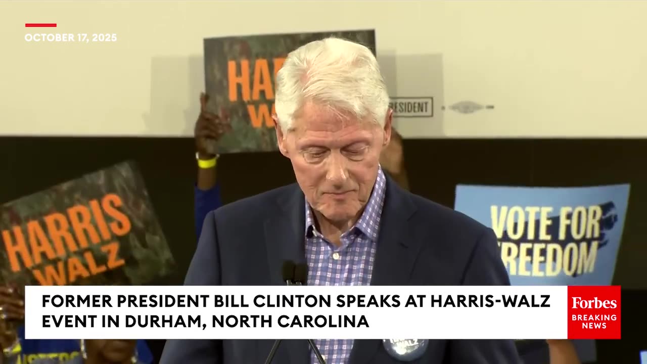 JUST IN- Former President Bill Clinton Stumps For Harris-Walz Campaign In Durham, North Carolina