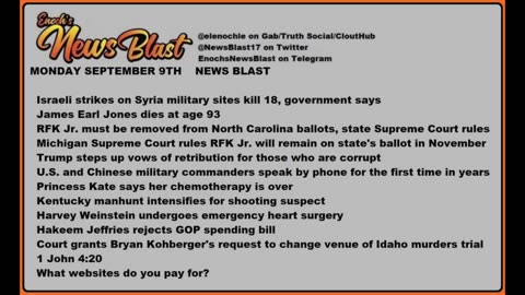 Monday, September 9, 2024 News Blast