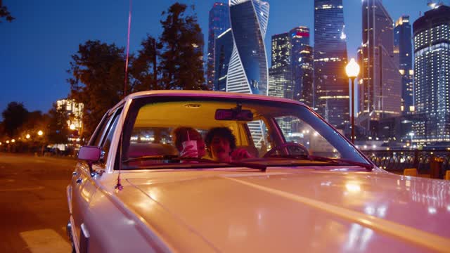 Couple Date In Vintage Car