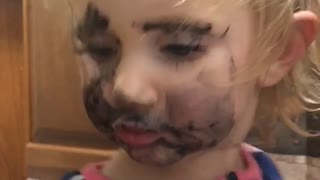 Little Girl Makes Huge Mess Doing Makeup