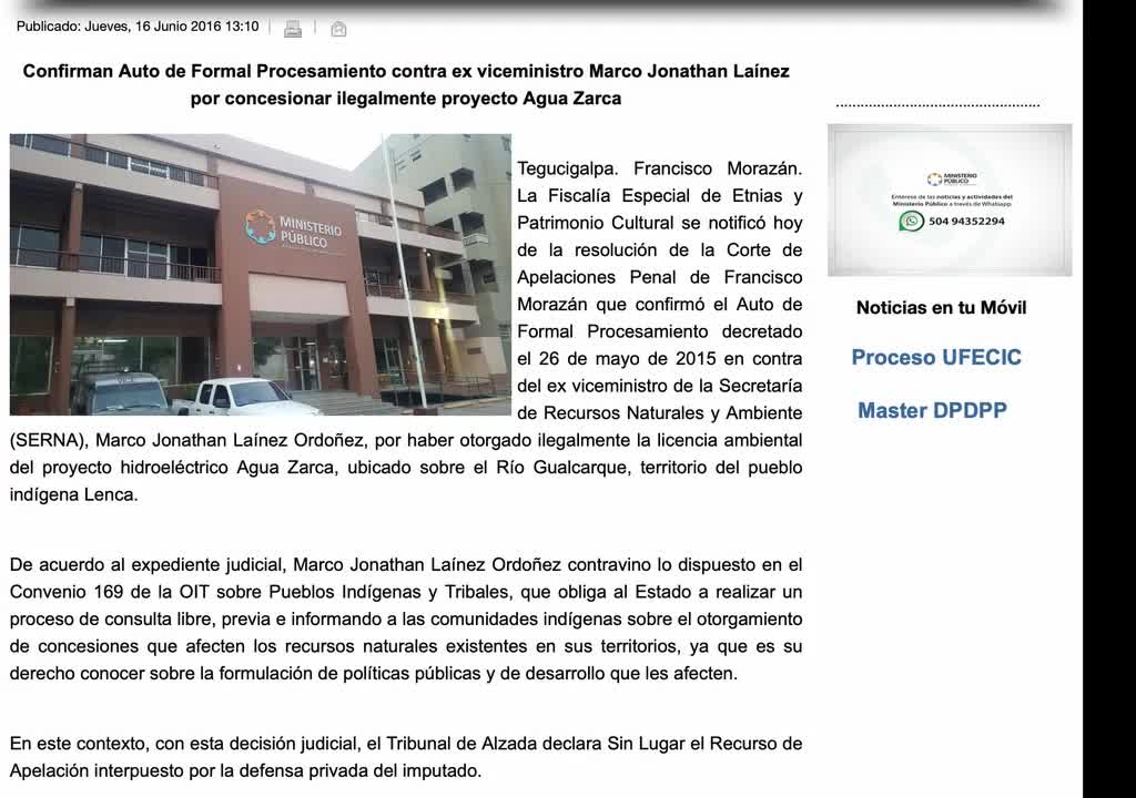 La Consulta Previa, libre e informada en Honduras y la percusión a los pueblos indígenas