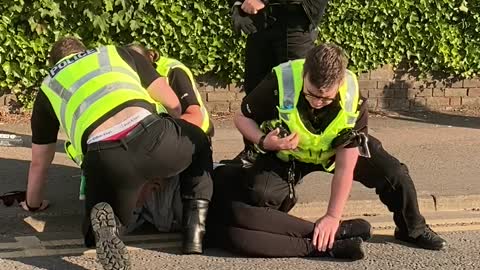 Multiple Police Takedown Woman in the Street