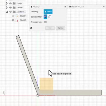 Fusion 360: Project (lines into other planes)
