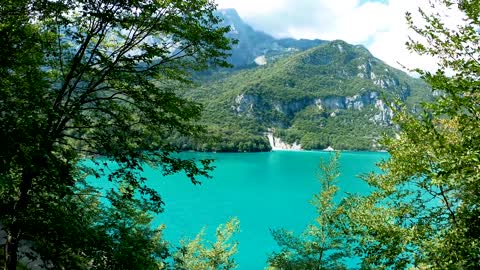 Blue Lake with Mountains Landscape