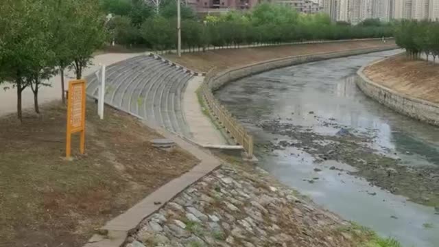 There is less and less water in the riverside park