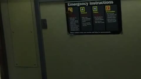 Butterfly on emergency sign on subway