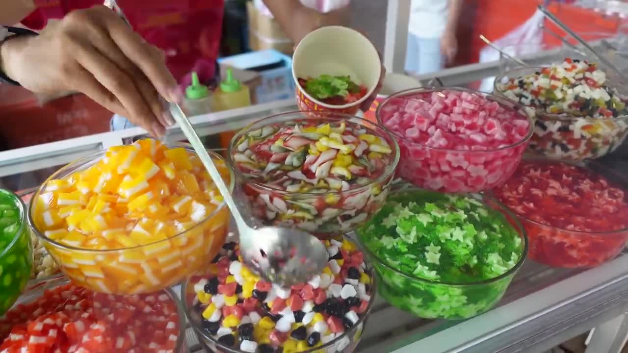 $1 Rainbow Shaved Ice Dessert - Cambodian Street Food