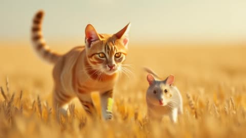 BEAUTIFUL CAT AND RAT RUNNING TOGETRHER #CAT #CATLOVER# ANIMAL #ANIMALLOVER