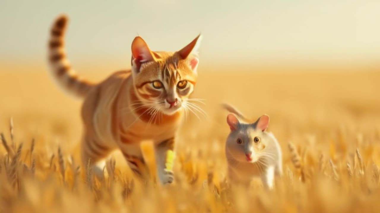 BEAUTIFUL CAT AND RAT RUNNING TOGETRHER #CAT #CATLOVER# ANIMAL #ANIMALLOVER