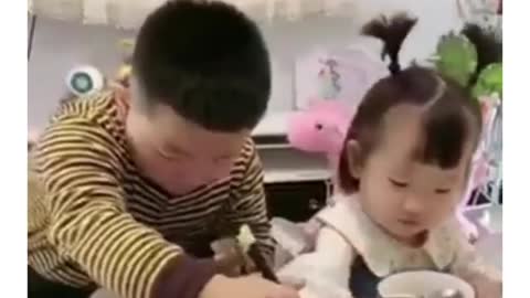 Cute kids eating challenge