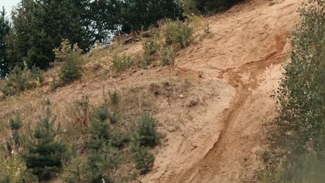 Steep hill climb riding to the top!