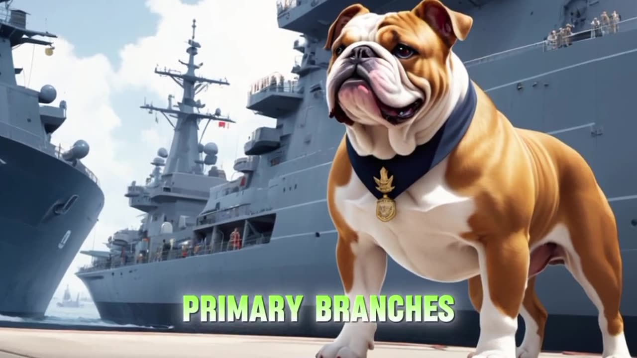 Bulldog wearing Us navy uniform