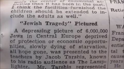 Man shows multiple old newspapers where 6 Million jews are in trouble