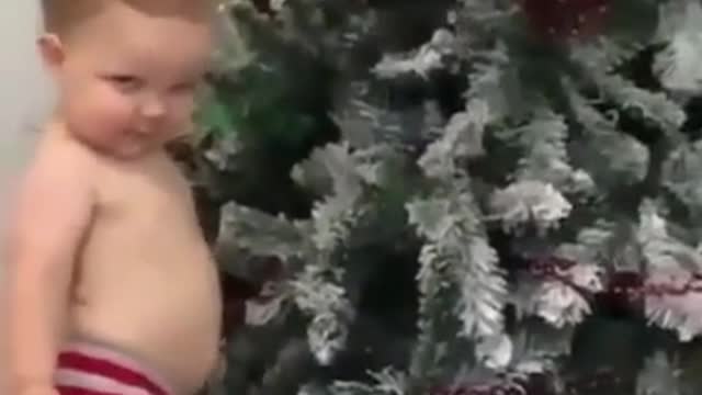 christmas tree and creepy baby