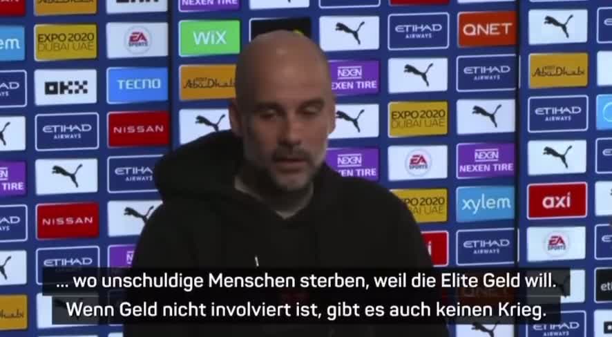 Manchester City manager Pep Guardiola about the Ukraine situation