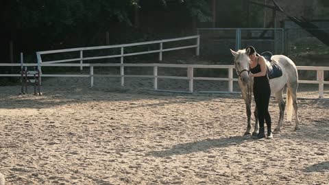 Horse Riding in the Summer Forest