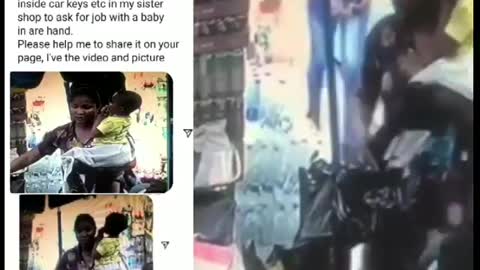 Nursing mum pretending to be in search of a job caught on camera stealing a bag in a shop