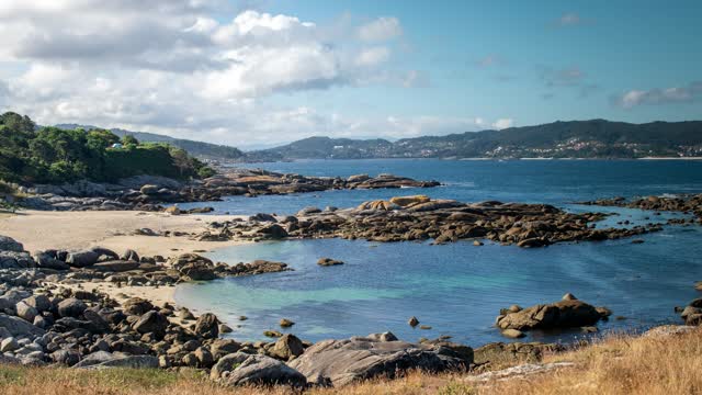 View of a beautiful beach full of rocks