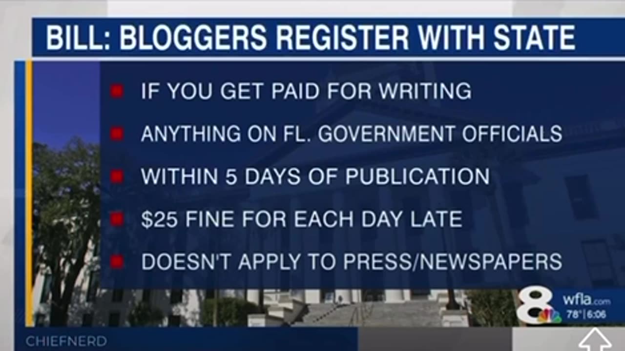 Florida Senate Bill: Bloggers writing About Ron Desantis Have to Register with the State! Ron Desanctimonious is a Snake!