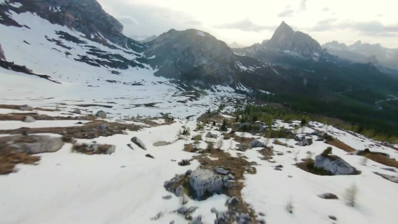 [Drone Freestyle] Mountain Landscape With Snow Free Stock Footage | Creative Common Video