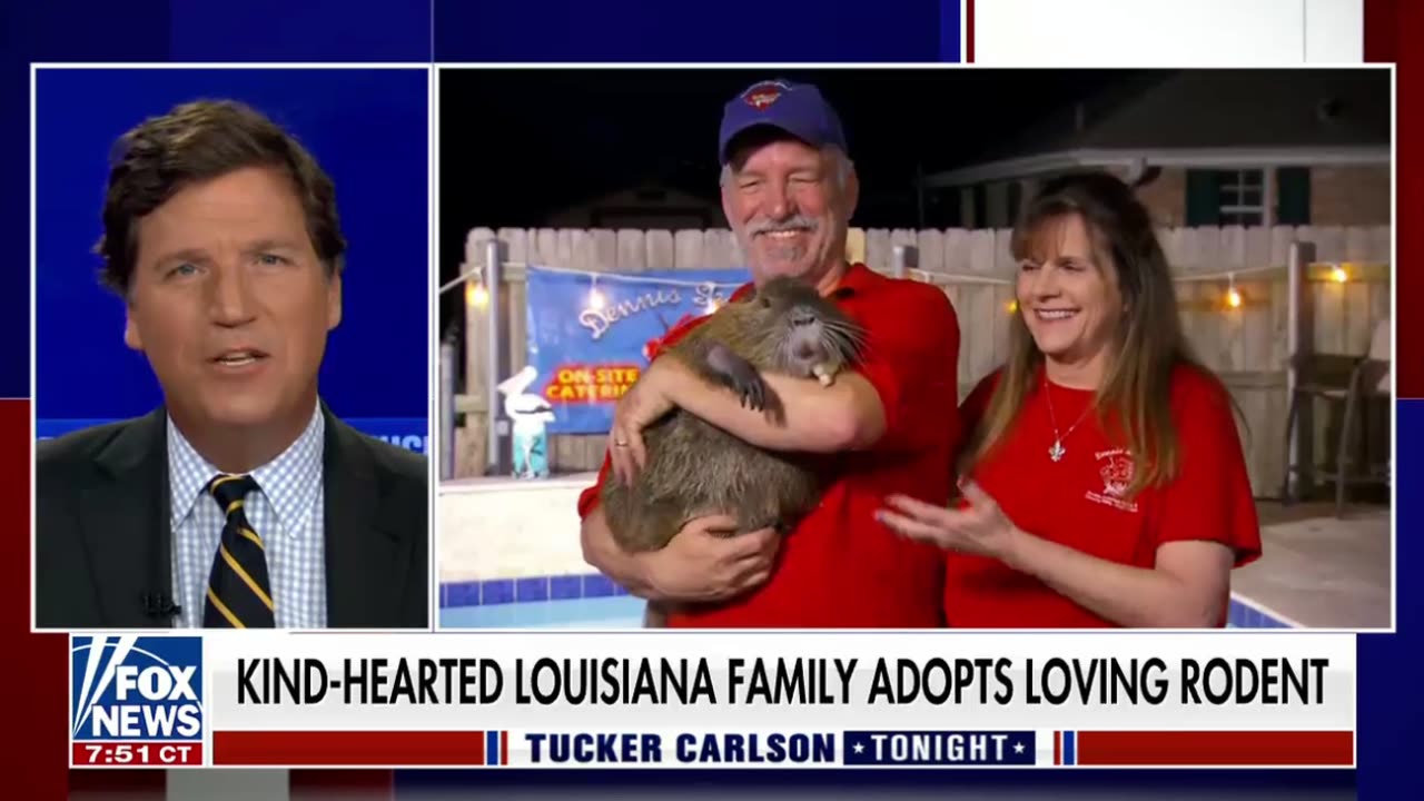 Neuty the Nutria and his human family join Tucker Carlson