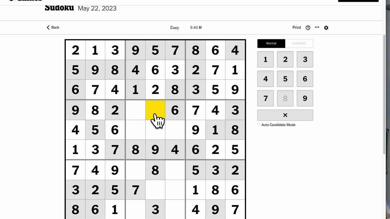 Sudoku 2023-05-22 easy