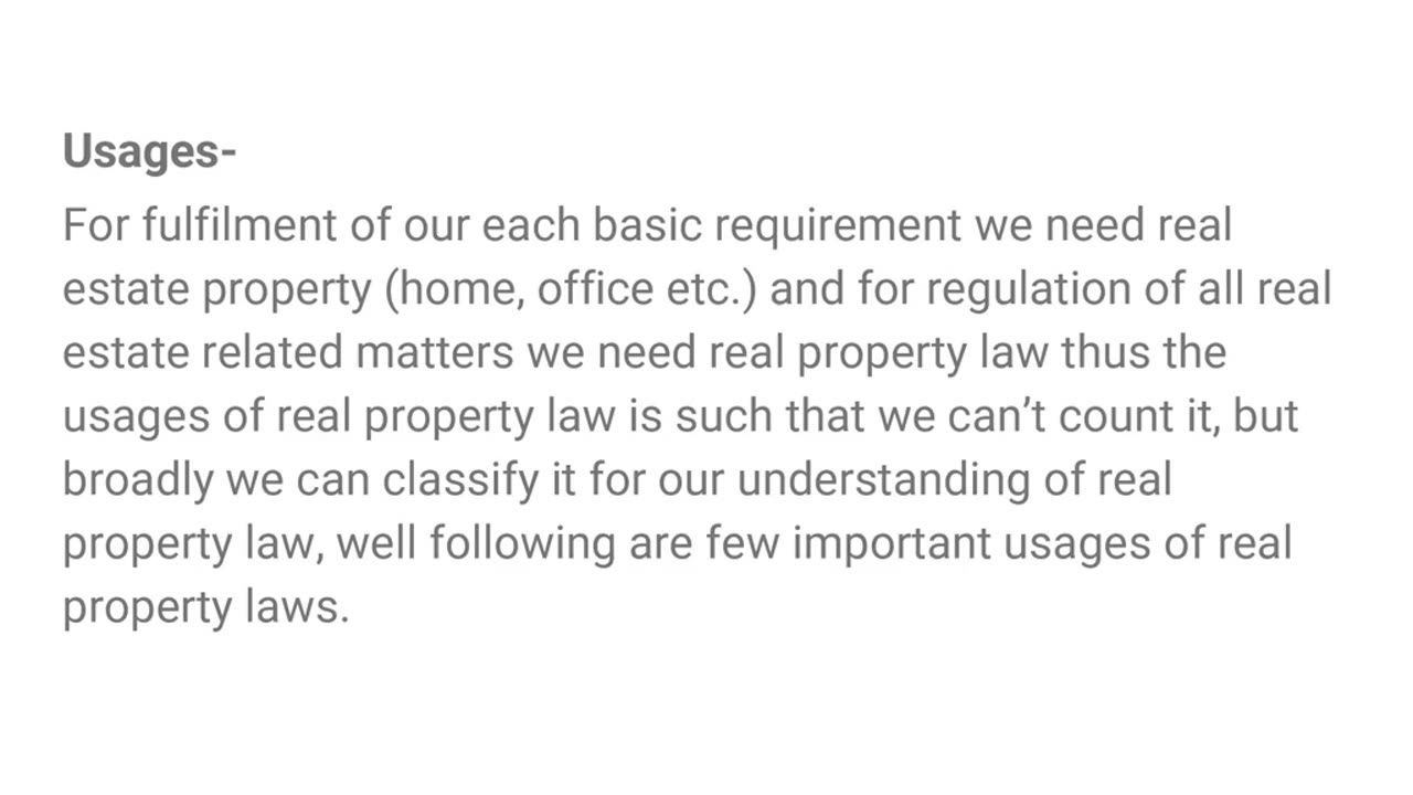 Usages of real property law.