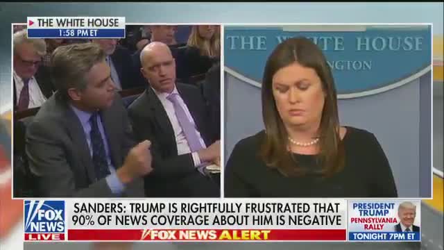 Watch Sarah Sanders Stand Up To CNN's Jim Acosta Demanding She Answer Him