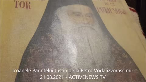 A doua filmare cu Icoanele Parintelui Justin izvorand mir