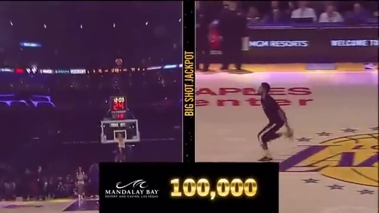 Lakers fan hits half court shot and wins $100K 🔥