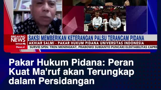 Pakar Hukum Pidana: Peran Kuat Ma'ruf akan Terungkap dalam Persidangan