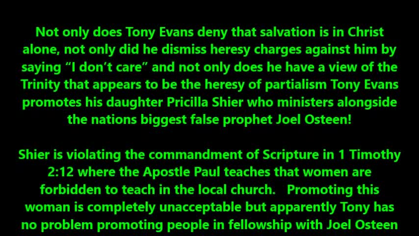 Tony Evans supports female preachers and Joel Osteen connection