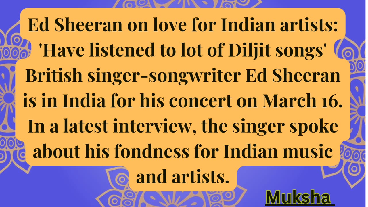 Ed sheeran interview in India