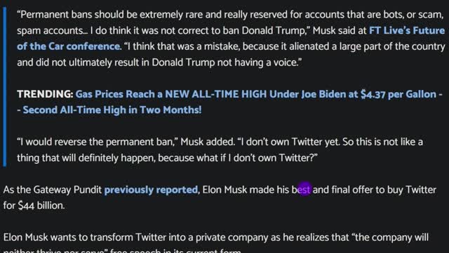 Elon Musk Will Unban Trump From Twitter