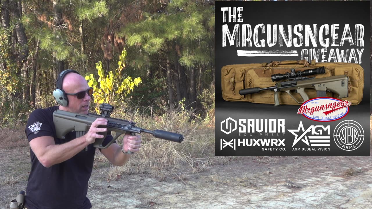 The Mrgunsngear Giveaway: Ending Soon! Steyr AUG, HUXWRX Silencer, AGM Thermal, & Bag 🇺🇸