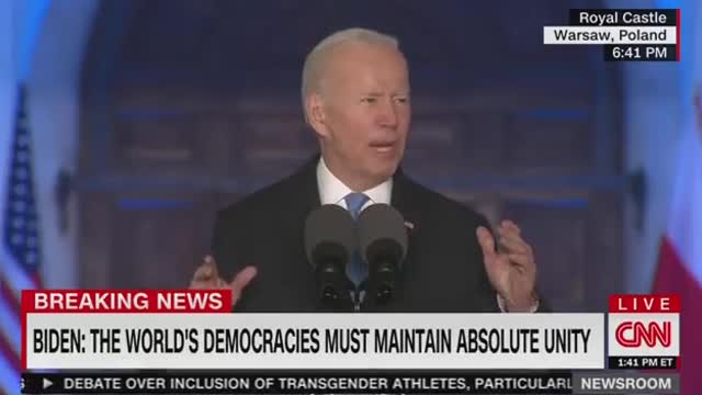 Joe Biden calls for Russian President Vladimir Putin to be 'deposed'.